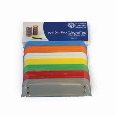 Coloured Petri Dish Tags for 10-Plate Racks